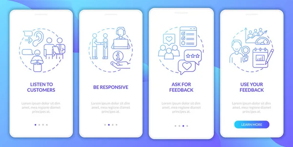 Client Service Blue Gradient Onboarding Mobile App Screen Client Help — Wektor stockowy