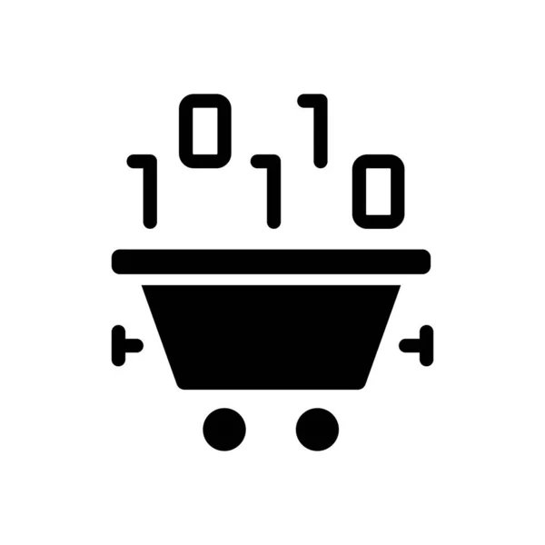 Data Mining Technology Black Glyph Icon Binary Code Wagon Extracting — Vetor de Stock