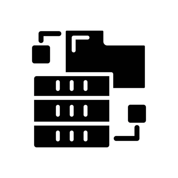 Dataset Virtual Storage Black Glyph Icon Digital Warehousing Collected Information — Vetor de Stock