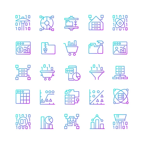 Data Mining Gradient Linear Vector Icons Set Knowledge Discovering Data — Stock Vector