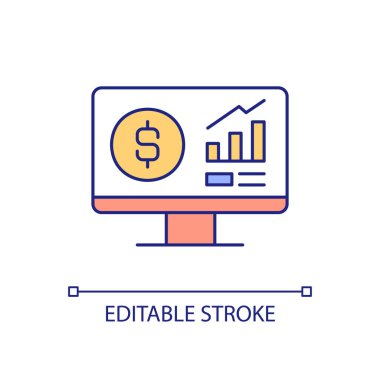 Accounting software RGB color icon. Computer program for finance management. Budgeting application. Isolated vector illustration. Simple filled line drawing. Editable stroke. Arial font used