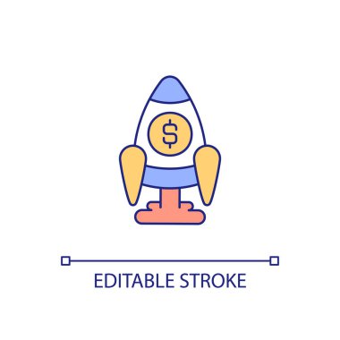 Startup launching RGB color icon. Project launch. Business model and strategy. Organization start. Isolated vector illustration. Simple filled line drawing. Editable stroke. Arial font used