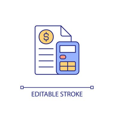 Financial report RGB color icon. Formal statement. economic review. Business fiscal activities. Isolated vector illustration. Simple filled line drawing. Editable stroke. Arial font used