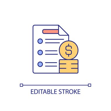 Financial statement RGB color icon. Formal report. Economic review. Business fiscal activities. Isolated vector illustration. Simple filled line drawing. Editable stroke. Arial font used