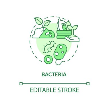 Bacteria green concept icon. Agricultural microbiology abstract idea thin line illustration. Soil fertility. Isolated outline drawing. Editable stroke. Roboto-Medium, Myriad Pro-Bold fonts used