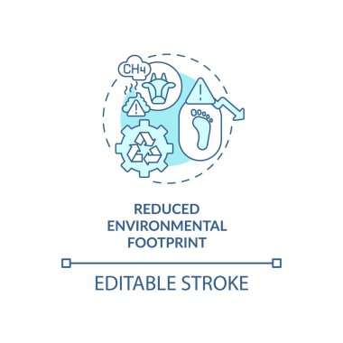 Reduced environmental footprint turquoise concept icon. Farming practices abstract idea thin line illustration. Isolated outline drawing. Editable stroke. Roboto-Medium, Myriad Pro-Bold fonts used