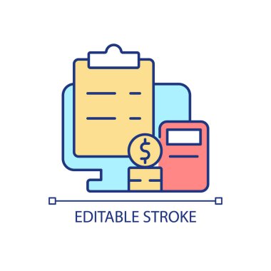 Financial management RGB color icon. Personal investment. Control financial activities. Budgetary resources. Isolated vector illustration. Simple filled line drawing. Editable stroke. Arial font used