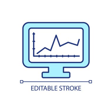 Business performance analysis RGB color icon. Profit dynamics. Evaluating workflow. Measuring profitability. Isolated vector illustration. Simple filled line drawing. Editable stroke. Arial font used