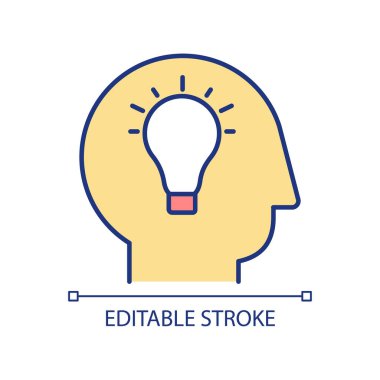Creative mind RGB color icon. Producing creative thoughts. Brainstorming session. Mind freedom. Isolated vector illustration. Simple filled line drawing. Editable stroke. Arial font used