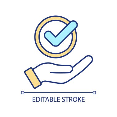 Approval process RGB color icon. Content proofreading and reviewing. Product improvement. Online proofing. Isolated vector illustration. Simple filled line drawing. Editable stroke. Arial font used