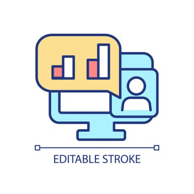 Digital financial manager RGB color icon. Performing data analysis. Business forecasting. Financial service. Isolated vector illustration. Simple filled line drawing. Editable stroke. Arial font used