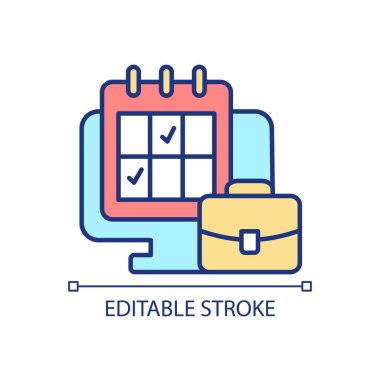 Effective work schedule RGB color icon. Time management. Workflow planning. Coordinating work-related tasks. Isolated vector illustration. Simple filled line drawing. Editable stroke. Arial font used