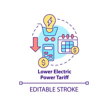 Lower electric power tariff concept icon. Profit of smart grids integration abstract idea thin line illustration. Isolated outline drawing. Editable stroke. Roboto-Medium, Myriad Pro-Bold fonts used