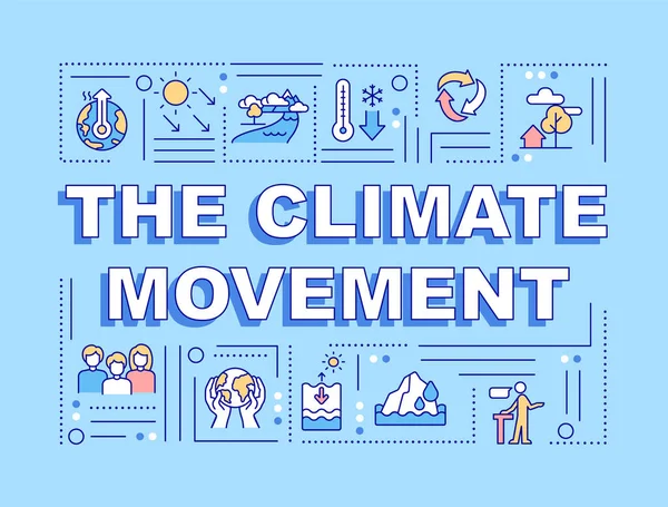 Climate Movement Word Concepts Blue Banner Social Organization Infographics Linear — стоковый вектор