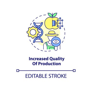 Increased quality of production concept icon. Increasing crop standard abstract idea thin line illustration. Isolated outline drawing. Editable stroke. Roboto-Medium, Myriad Pro-Bold fonts used