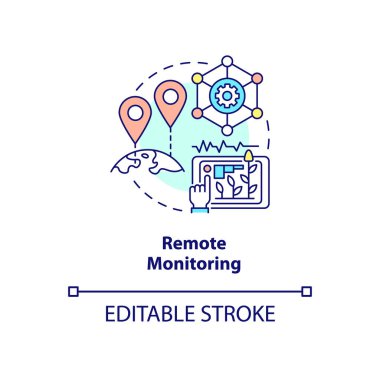 Remote monitoring concept icon. Tracking crop growth abstract idea thin line illustration. Smart agriculture. Isolated outline drawing. Editable stroke. Roboto-Medium, Myriad Pro-Bold fonts used