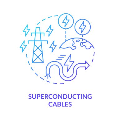 Superconducting cables blue gradient concept icon. Smart grid equipment component abstract idea thin line illustration. Isolated outline drawing. Roboto-Medium, Myriad Pro-Bold fonts used