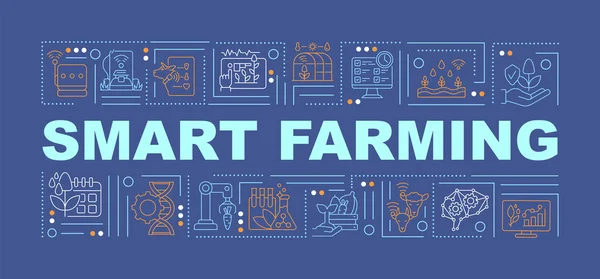 Smart Farming Innovations Word Concepts Blue Banner Iot Technology Infographics — Vetor de Stock