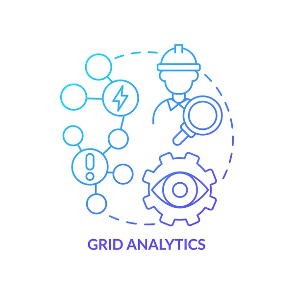 Grid Analytics Blue Gradient Concept Icon Energy System Safety Control — Vector de stock