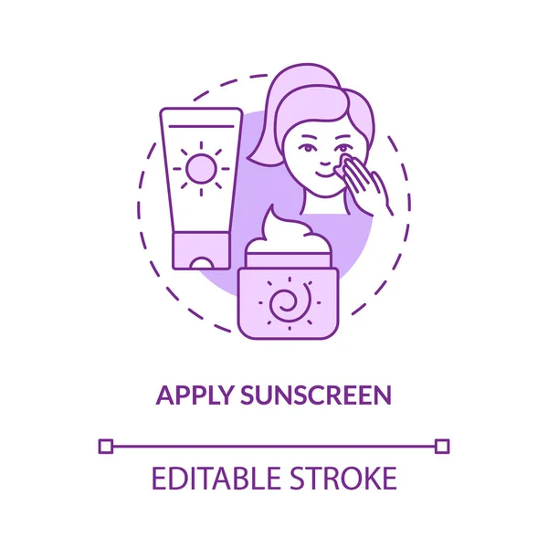 Aplicar Protector Solar Icono Concepto Púrpura Protección Piel Contra Idea — Archivo Imágenes Vectoriales