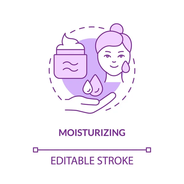 Moisturizing Purple Concept Icon Apply Cream Product Skincare Routine Step — Stock Vector