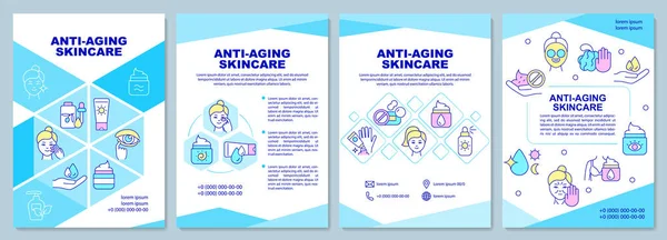 Aging Skincare Blue Brochure Template Smart Ageing Booklet Print Design — Vettoriale Stock