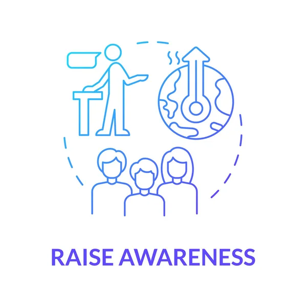 Raise Awareness Blue Gradient Concept Icon Public Campaign Prevent Climate — Stock Vector
