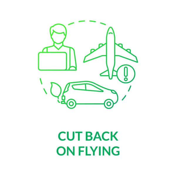 Cut Back Flying Green Gradient Concept Icon Climate Change Prevention — Stok Vektör