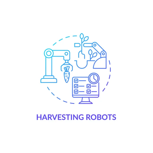 Harvesting Robots Blue Gradient Concept Icon Robotic Advancement Abstract Idea — Wektor stockowy