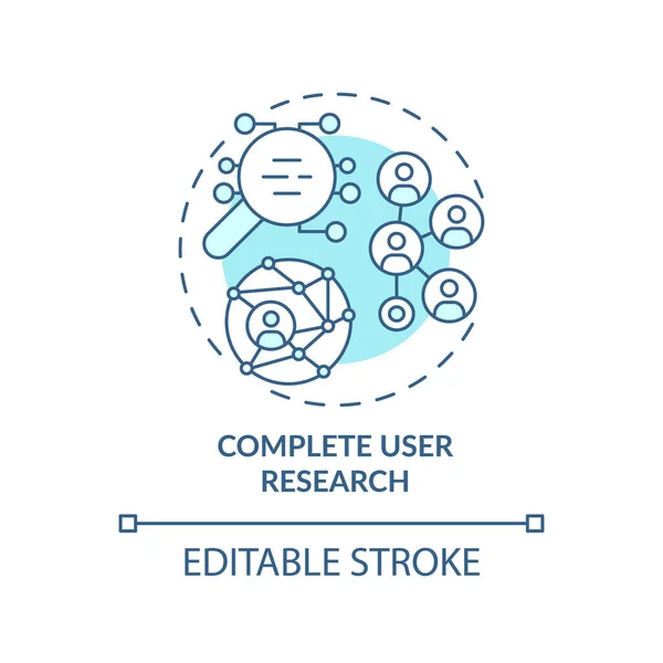 Complete User Research Turquoise Concept Icon Evaluate User Behaviors Abstract — Stockvektor