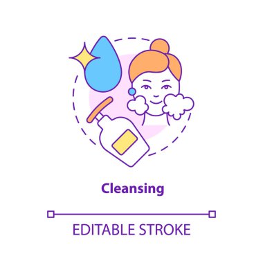 Cleansing concept icon. Cosmetological procedure. Skincare routine abstract idea thin line illustration. Isolated outline drawing. Editable stroke. Roboto-Medium, Myriad Pro-Bold fonts used