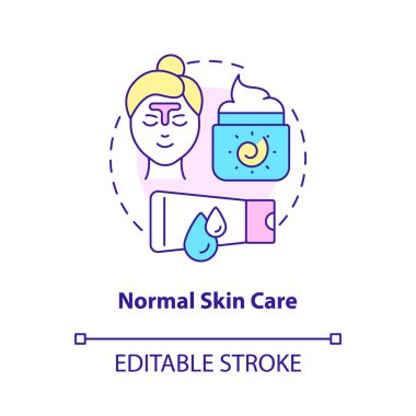 Normal skin care concept icon. Beauty procedures. Cosmetological treatment abstract idea thin line illustration. Isolated outline drawing. Editable stroke. Roboto-Medium, Myriad Pro-Bold fonts used