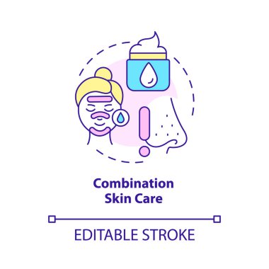 Combination skin care concept icon. Beauty and healthcare. Everyday routine abstract idea thin line illustration. Isolated outline drawing. Editable stroke. Roboto-Medium, Myriad Pro-Bold fonts used