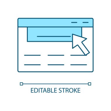 Web page RGB color icon. Program and browser window. Cyberspace. Screen and cursor. Computer interface. Isolated vector illustration. Simple filled line drawing. Editable stroke. Arial font used