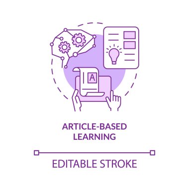 Article based learning purple concept icon. Information, content. Elearning abstract idea thin line illustration. Isolated outline drawing. Editable stroke. Roboto-Medium, Myriad Pro-Bold fonts used