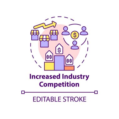 Increased industry competition concept icon. Dynamic pricing weak spot abstract idea thin line illustration. Isolated outline drawing. Editable stroke. Roboto-Medium, Myriad Pro-Bold fonts used