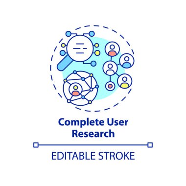 Complete user research concept icon. Building pricing strategy abstract idea thin line illustration. Gather data. Isolated outline drawing. Editable stroke. Roboto-Medium, Myriad Pro-Bold fonts used
