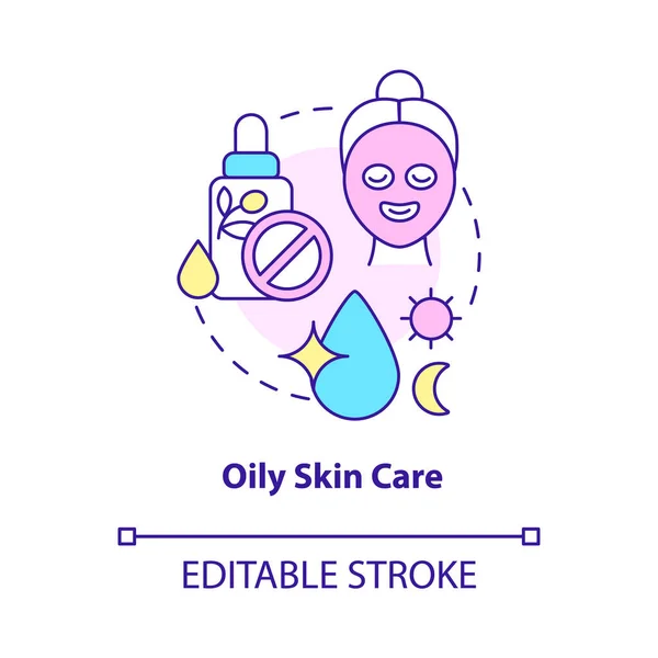 Oily Skin Care Concept Icon Beauty Tips Everyday Routine Procedures — Archivo Imágenes Vectoriales