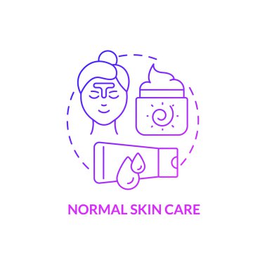 Normal skin care purple gradient concept icon. Beauty procedures. Cosmetological routine abstract idea thin line illustration. Isolated outline drawing. Roboto-Medium, Myriad Pro-Bold fonts used