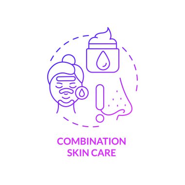 Combination skin care purple gradient concept icon. Choose right care. Everyday routine abstract idea thin line illustration. Isolated outline drawing. Roboto-Medium, Myriad Pro-Bold fonts used