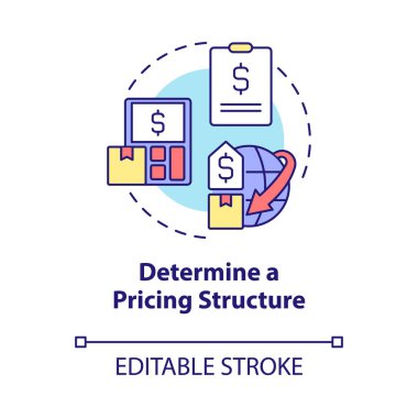 Determine pricing structure concept icon. Manage delivery business abstract idea thin line illustration. Isolated outline drawing. Editable stroke. Roboto-Medium, Myriad Pro-Bold fonts used