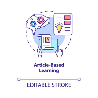 Article based learning concept icon. Information and content. Elearning abstract idea thin line illustration. Isolated outline drawing. Editable stroke. Roboto-Medium, Myriad Pro-Bold fonts used