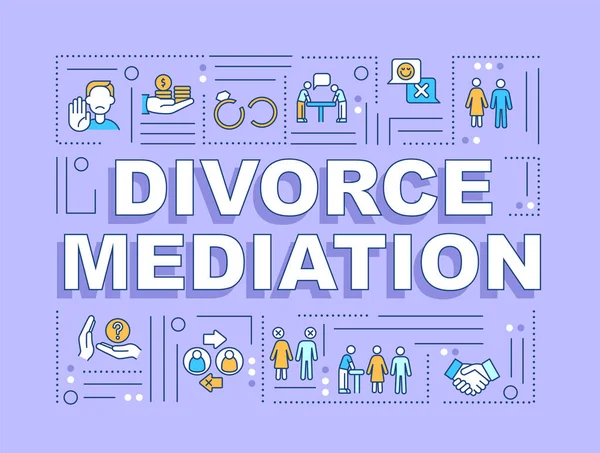 Divorce Mediation Word Concepts Purple Banner Separation Process Infographics Linear — Vector de stock