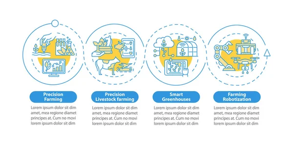 Точний Інфографічний Шаблон Сільськогосподарського Синього Кола Теплиці Візуалізація Даних Кроками — стоковий вектор
