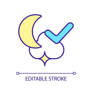 Nighttime skincare routine RGB color icon. Take care of skin at night. Beauty procedures. Isolated vector illustration. Simple filled line drawing. Editable stroke. Arial font used