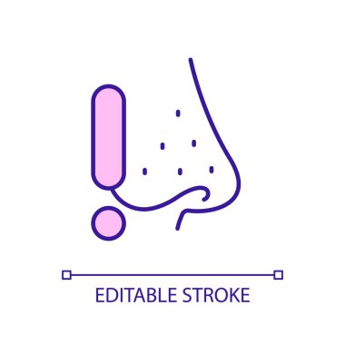 Enlarged pores on nose RGB color icon. Treatment for skin health. Oily skin care routine. Isolated vector illustration. Simple filled line drawing. Editable stroke. Arial font used
