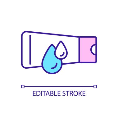 Moisturizing skincare product RGB color icon. Beauty and wellbeing. Healthy skin routine. Isolated vector illustration. Simple filled line drawing. Editable stroke. Arial font used