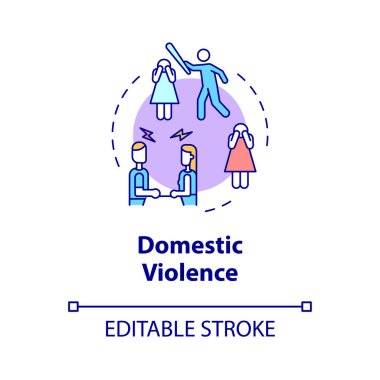Domestic violence concept icon. Abuse in marriage. Divorce reason abstract idea thin line illustration. Isolated outline drawing. Editable stroke. Roboto-Medium, Myriad Pro-Bold fonts used