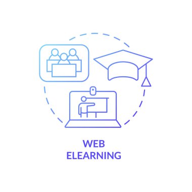 Web elearning blue gradient concept icon. Distant education. Electronic class abstract idea thin line illustration. Isolated outline drawing. Editable stroke. Roboto-Medium, Myriad Pro-Bold fonts used