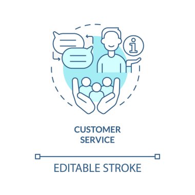 Customer service turquoise concept icon. Skills for human resources abstract idea thin line illustration. Isolated outline drawing. Editable stroke. Roboto-Medium, Myriad Pro-Bold fonts used